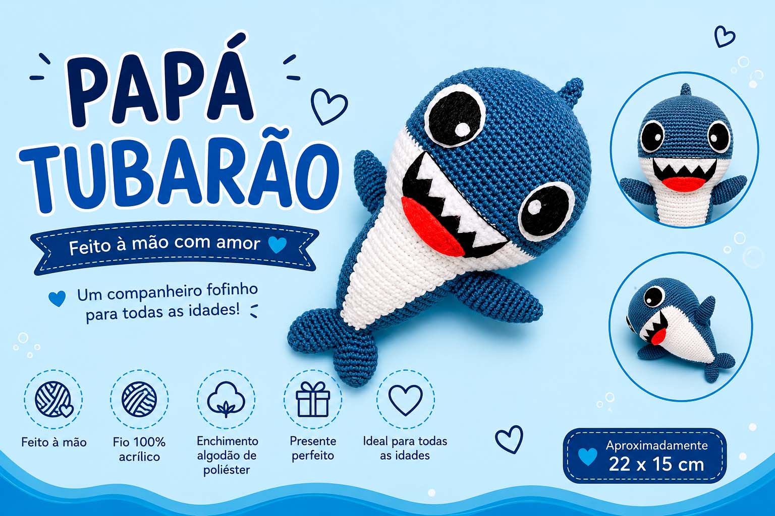 PAPÁ TUBARÃO em crochê - Image 2
