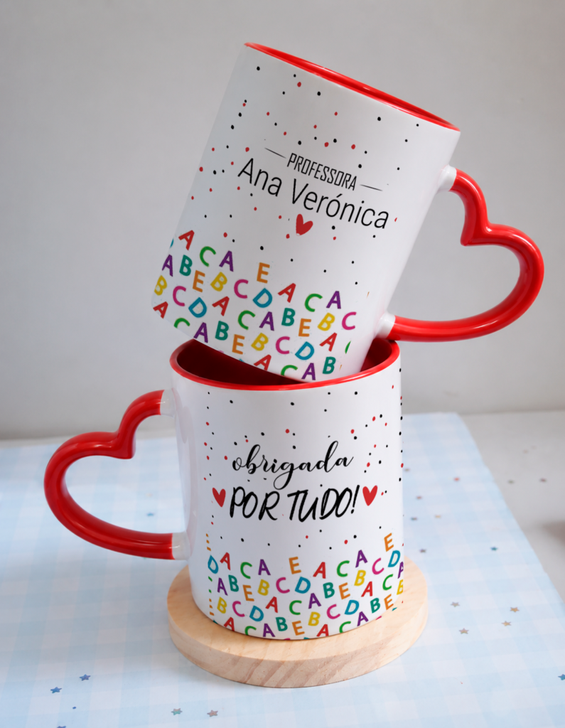 Caneca asa coração DEDICATÓRIA ESCOLAR