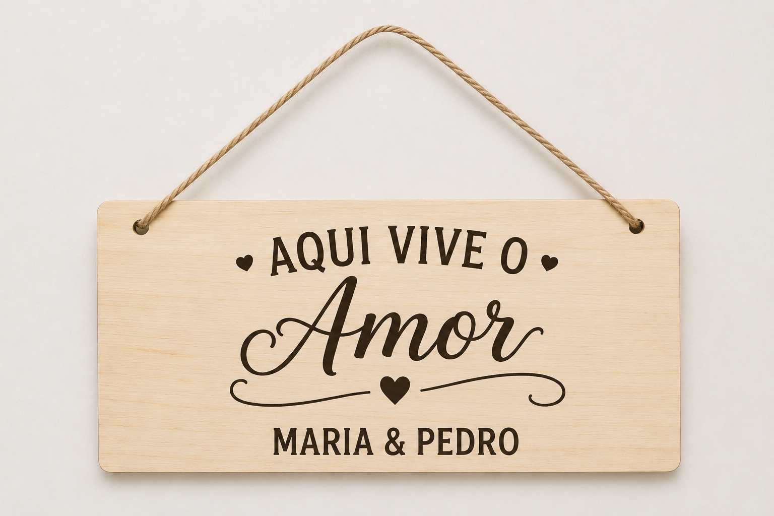 Placa Decorativa de Madeira com Cordel Personalizada - Image 3